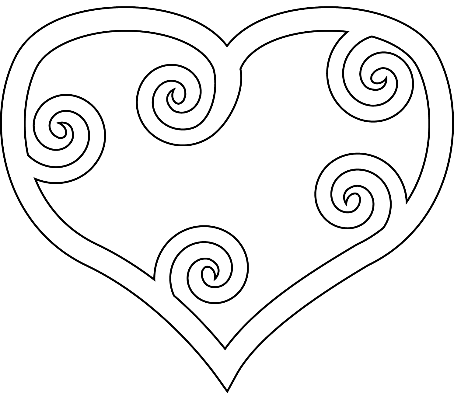Heart With Maori Swirl Coloring Page