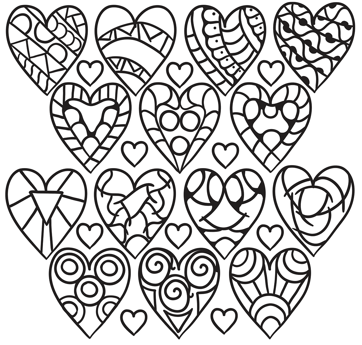 Hearts Pattern Coloring Page