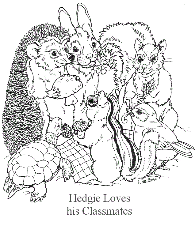 Hedgie Loves His Classmates By Jan Brett Coloring Page