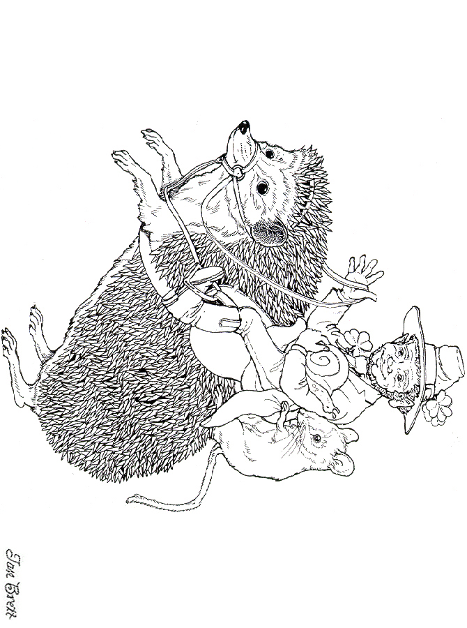 Hedgies March Coloring Art By Jan Brett Coloring Page