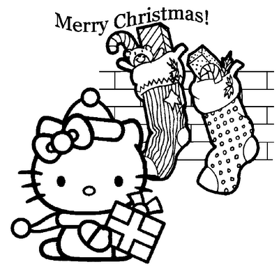 Hello Kitty  Christmas And Gift Coloring Page