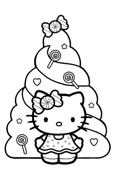 Hello Kitty Christmas Day Coloring Page