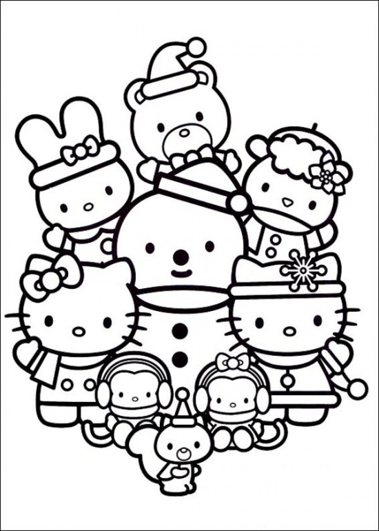 Hello Kitty Christmas With Friends Coloring Page