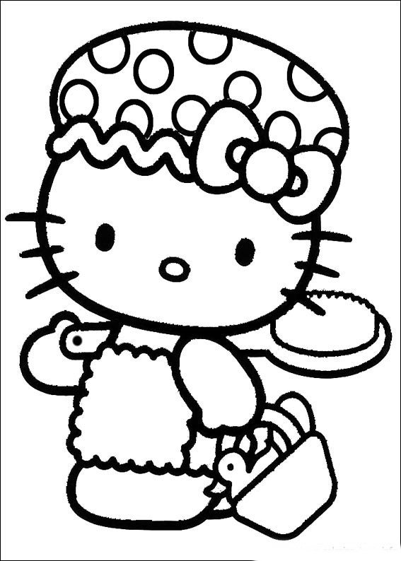 Hello Kitty About To Take Shower Coloring Page