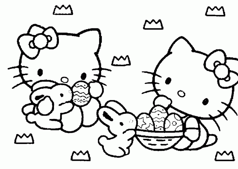 Hello Kitty And Easter Eggs Coloring Page