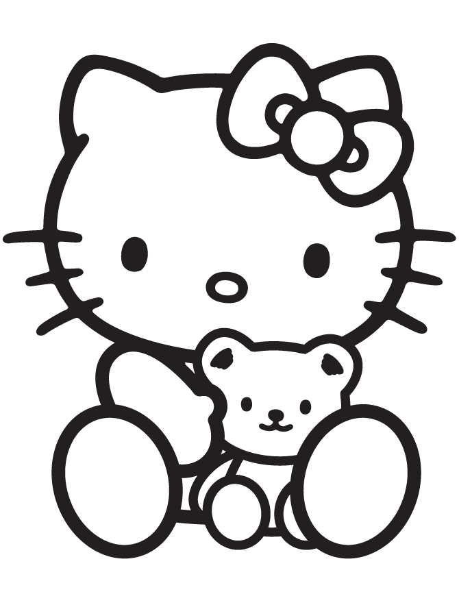 Hello Kitty And Teddy The Teddy Coloring Page