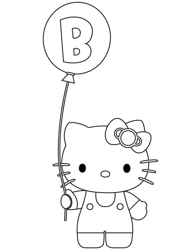 Hello Kitty B For Balloon Coloring Page