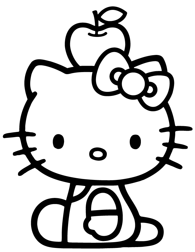 Hello Kitty Balance Apple On Head Coloring Page