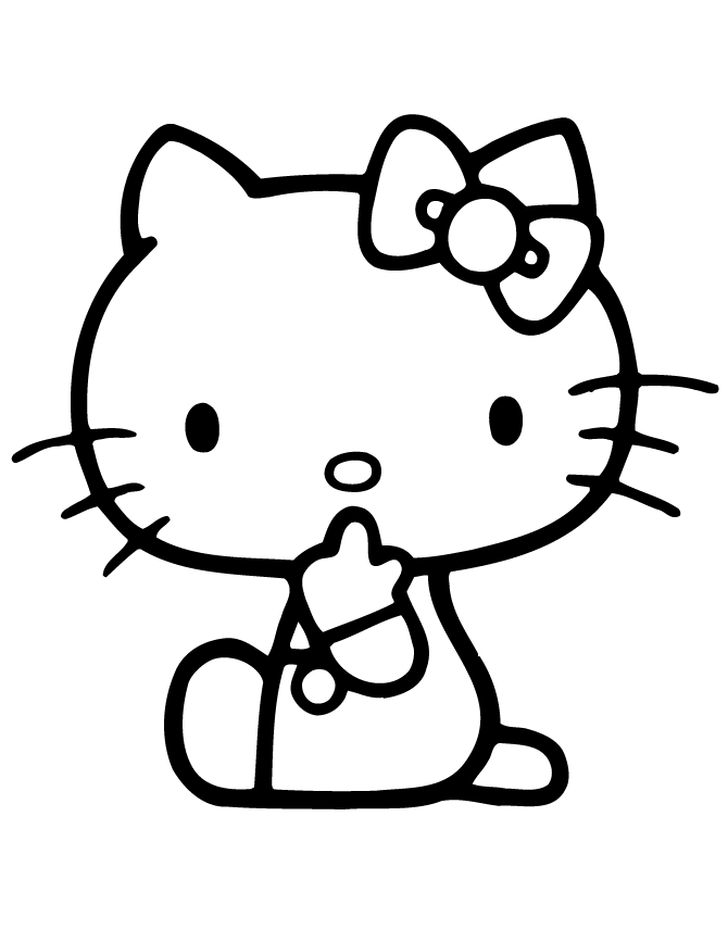 Hello Kitty Be Quiet Coloring Page