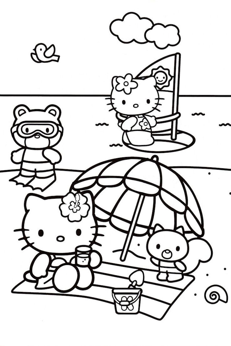Hello Kitty Beachs Coloring Pages   Coloring Cool