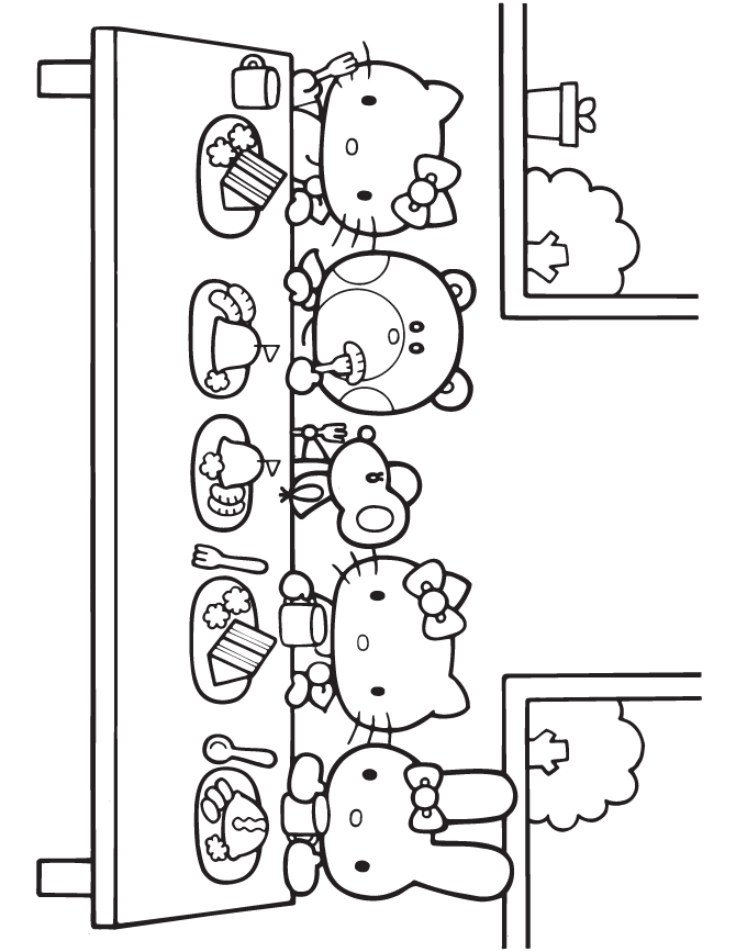 Hello Kitty Birthday Party Coloring Page