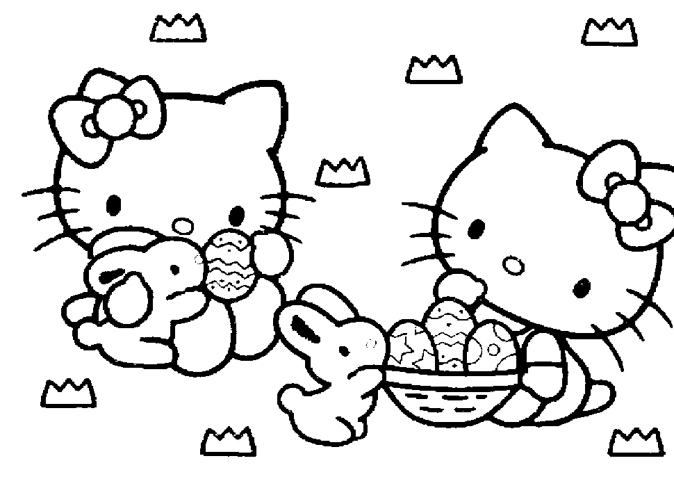 Hello Kitty Cartoon Preschool S Easter Coloring Page