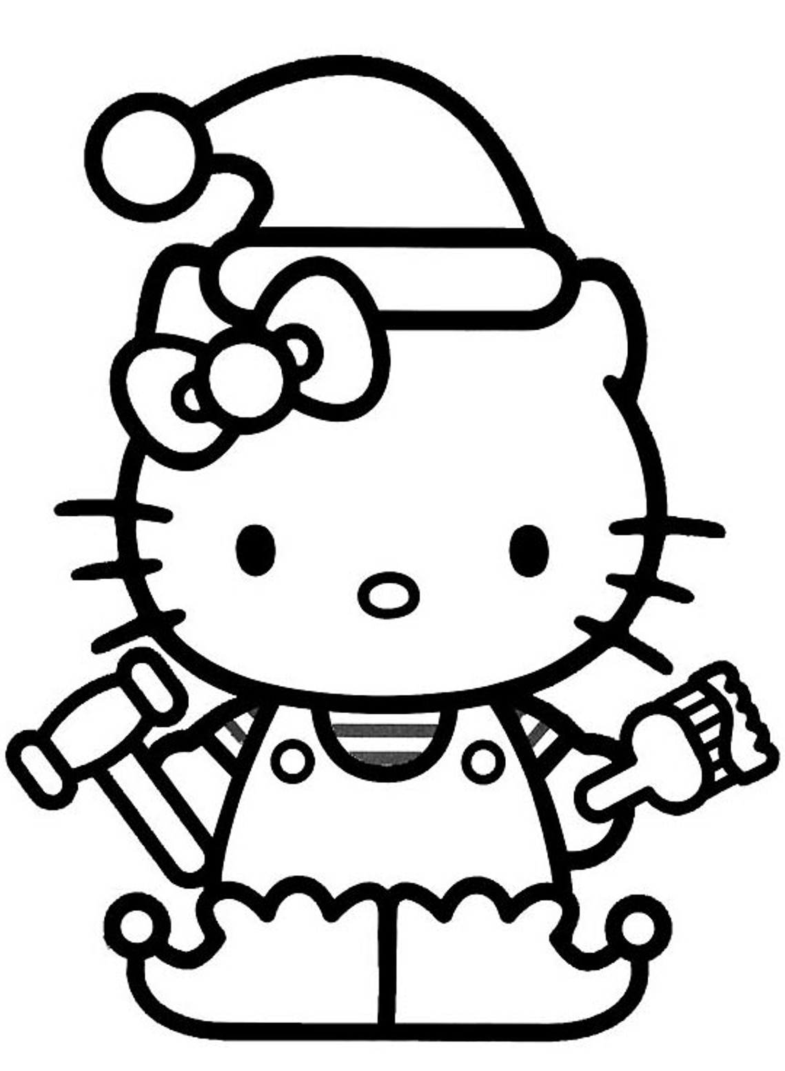 Hello Kitty Christmas Elf Coloring Pages   Coloring Cool