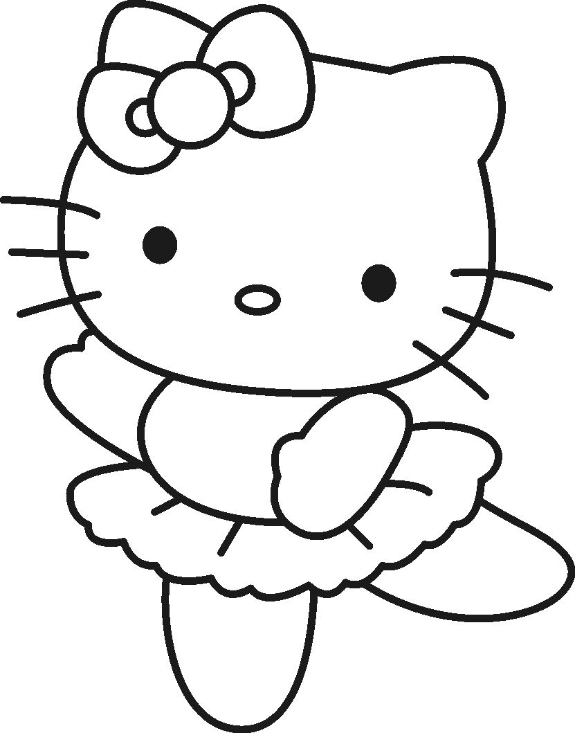 Hello Kitty Doing Ballet Coloring Page