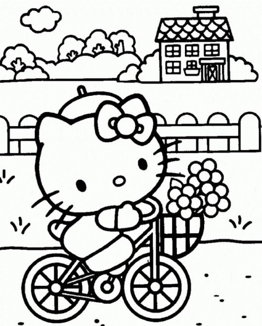 Hello Kitty Enjoying Free Time Coloring Page