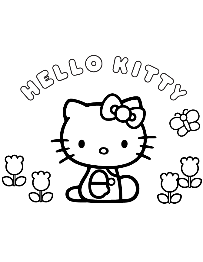 Hello Kitty Flowers And Butterfly