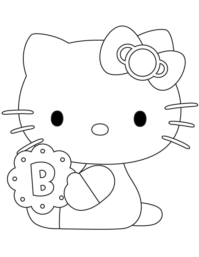 Hello Kitty Holding Biscuit Coloring Page