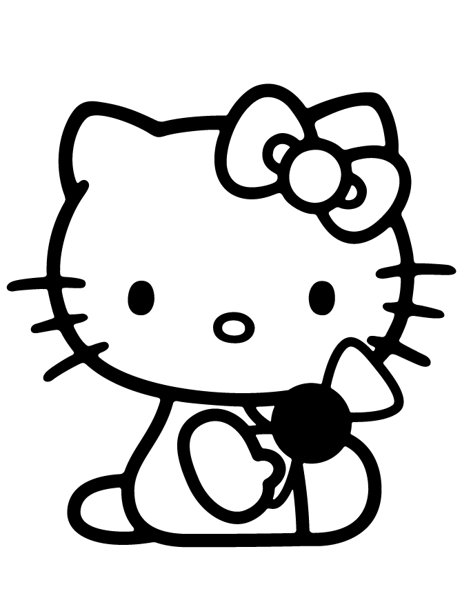 Hello Kitty Holding Candy Coloring Page