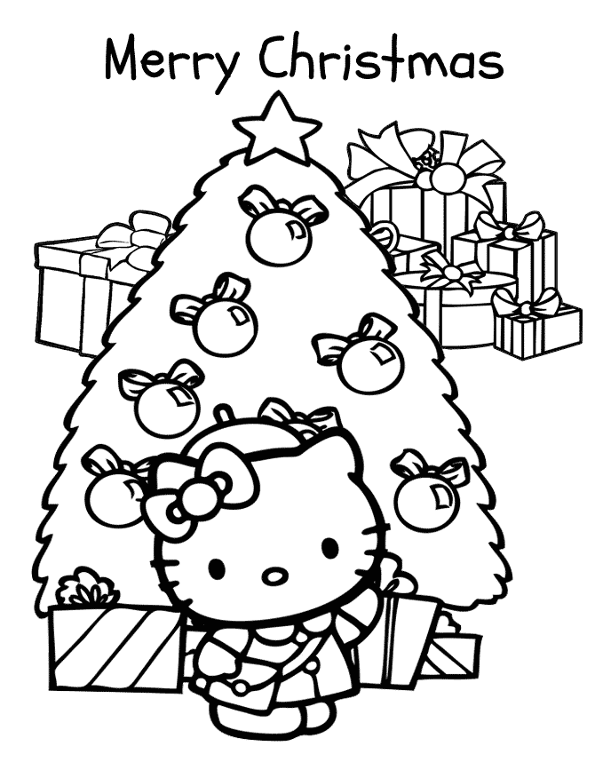 Hello Kitty Holiday Coloring Page