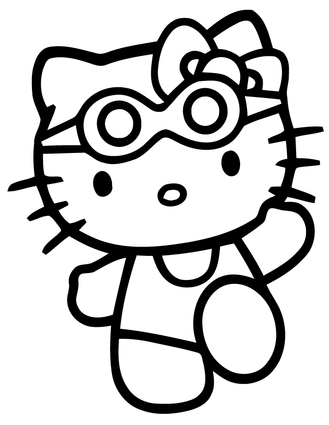 Hello Kitty In Swimsuit And Goggles Coloring Page