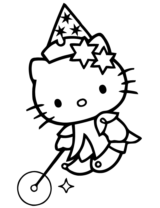 Hello Kitty Magician Coloring Page