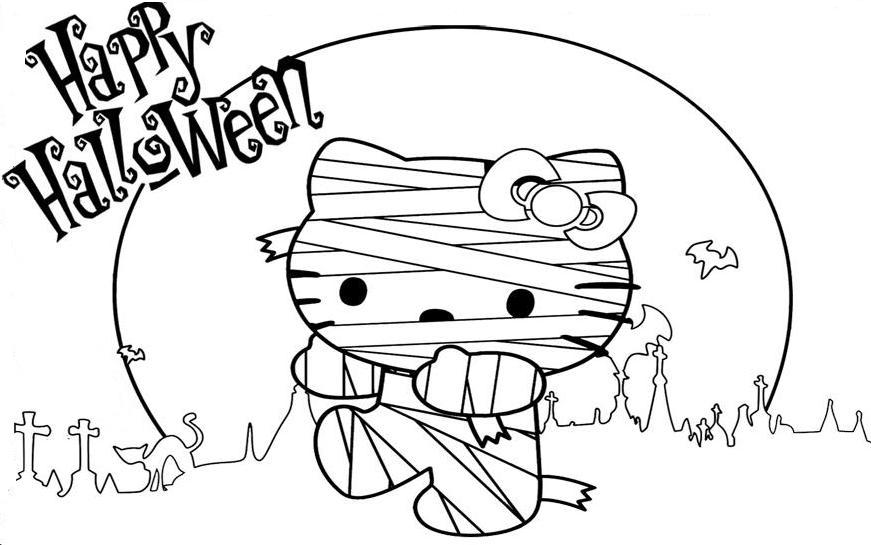 Hello Kitty Mummy Printable For Halloween Coloring Page