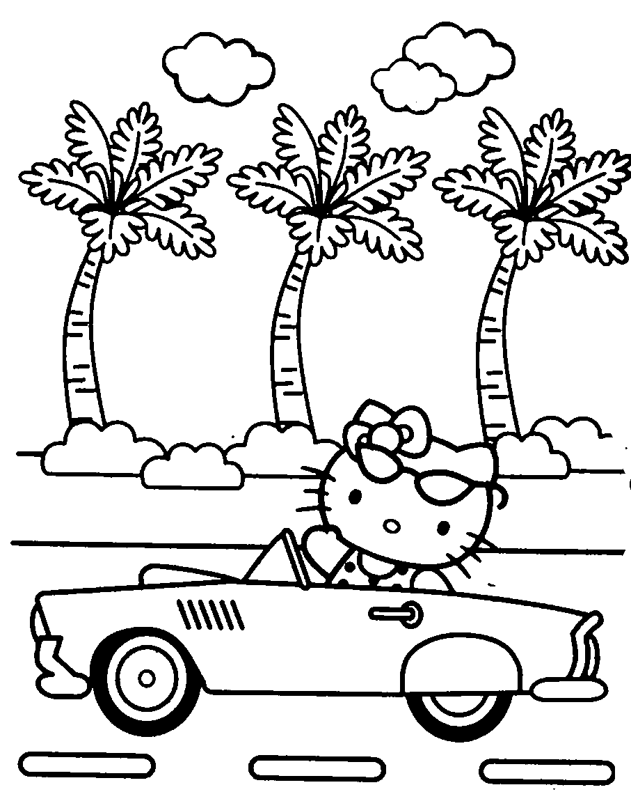 Hello Kitty On A Trip Coloring Page