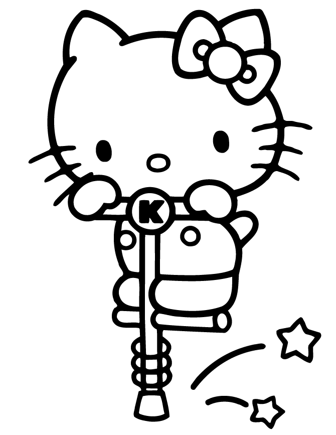Hello Kitty On Pogo Stick Coloring Page