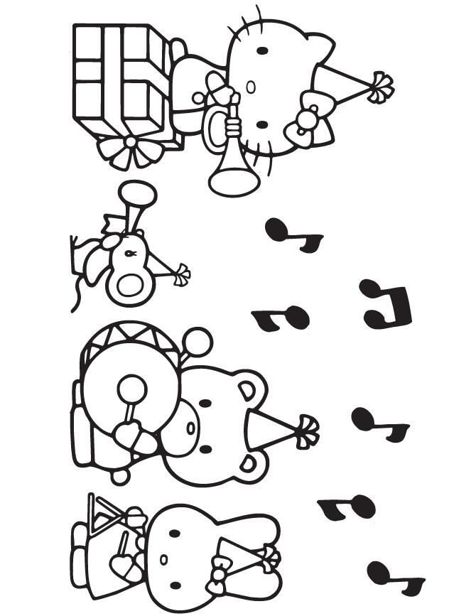 Hello Kitty Party With Music Coloring Page