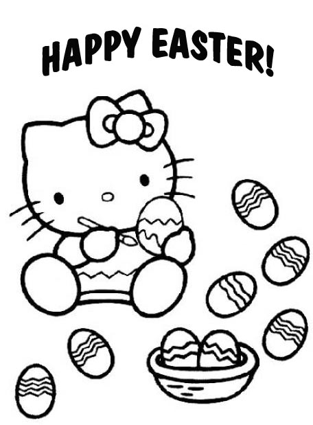 Hello Kitty Preschool S Easter Coloring Page