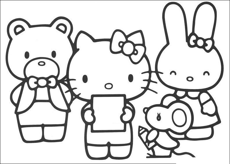 Hello Kitty Reading Poem Coloring Page
