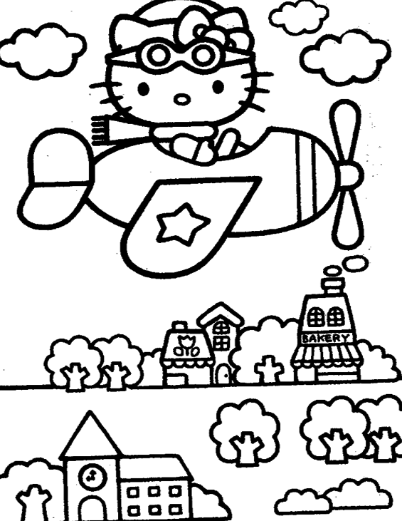 Hello Kitty S Airplane Coloring Page