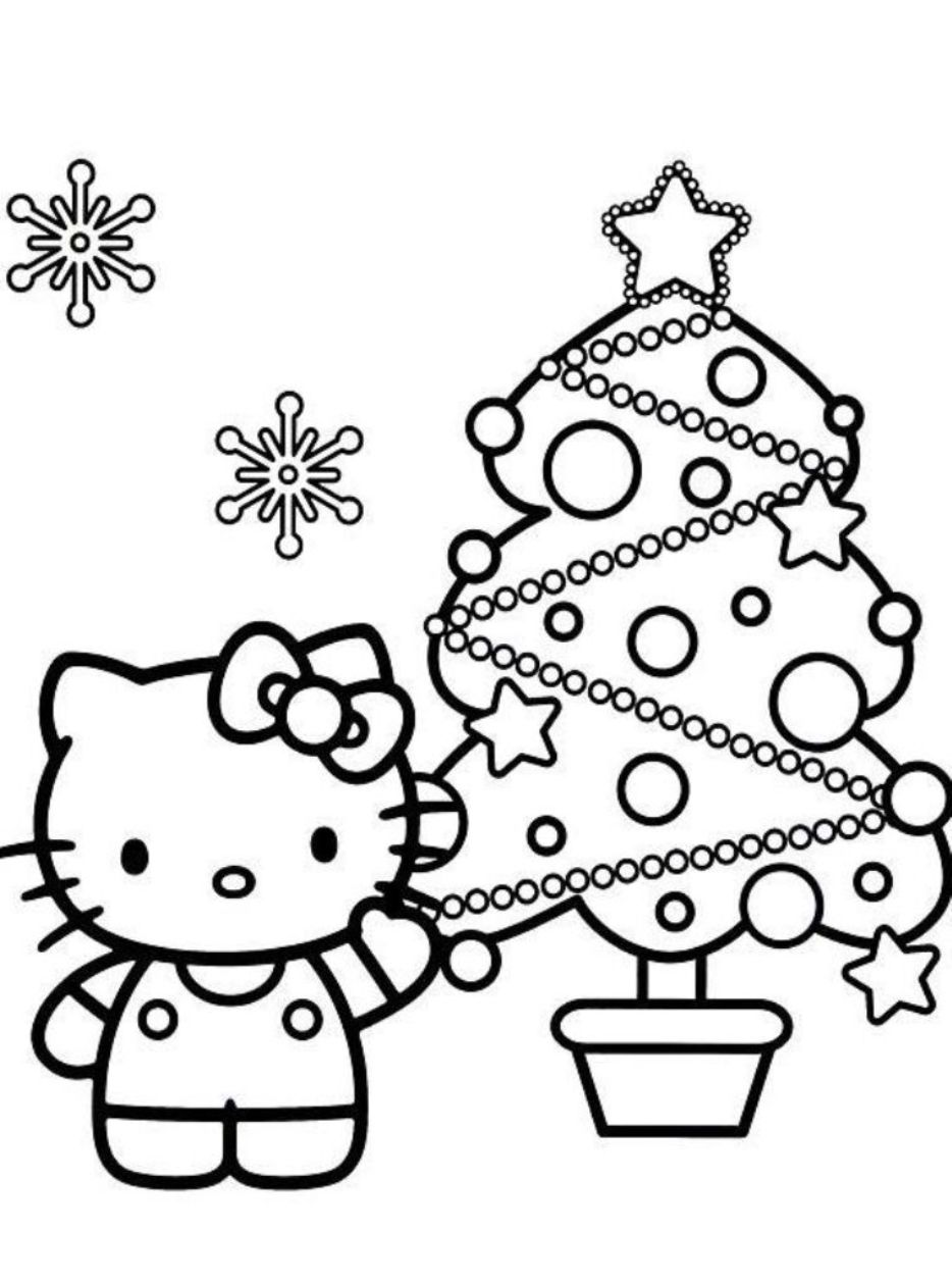 Hello Kitty Christmas Tree Coloring Pages   Coloring Cool