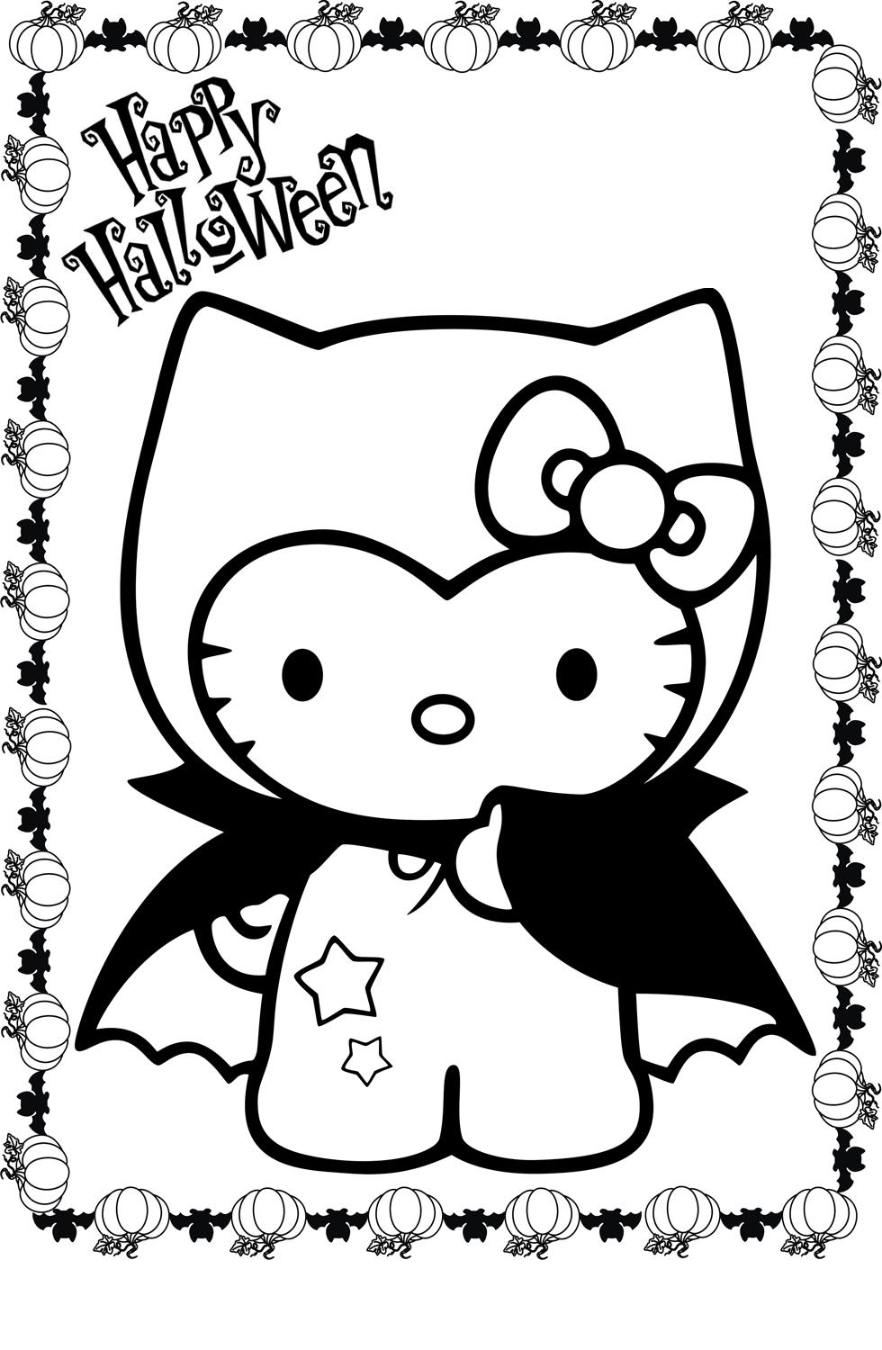 Hello Kitty Costume Halloween Coloring Page