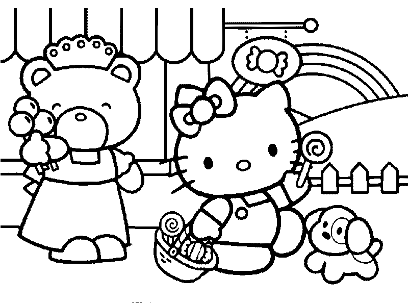 Hello Kitty Shopping Coloring Page