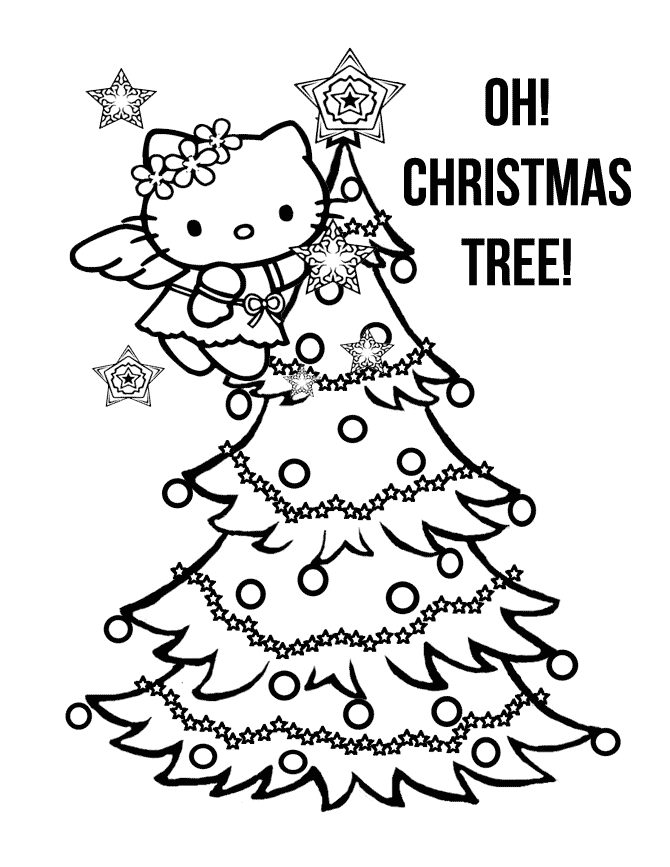 Hello Kitty Snow Angel Coloring Page