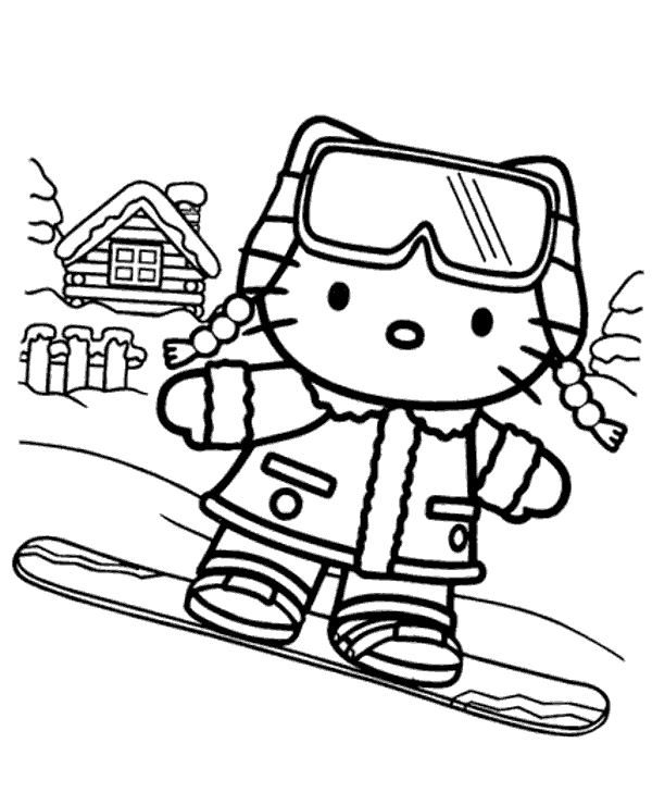 Hello Kitty Snowboarding