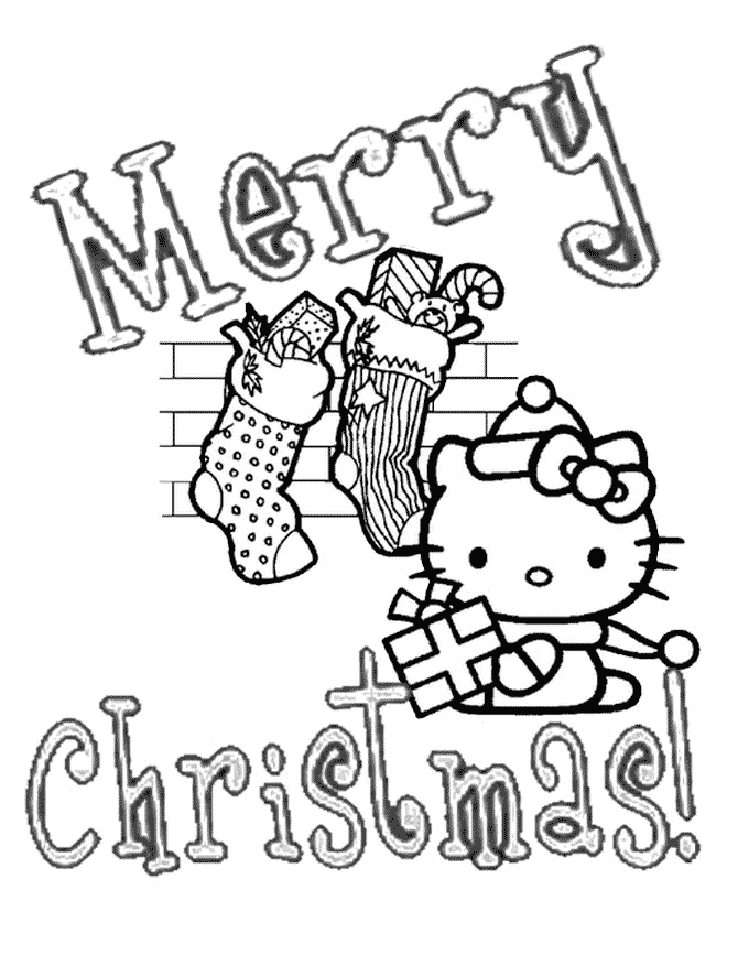 Hello Kitty Stockings Christmas Coloring Page