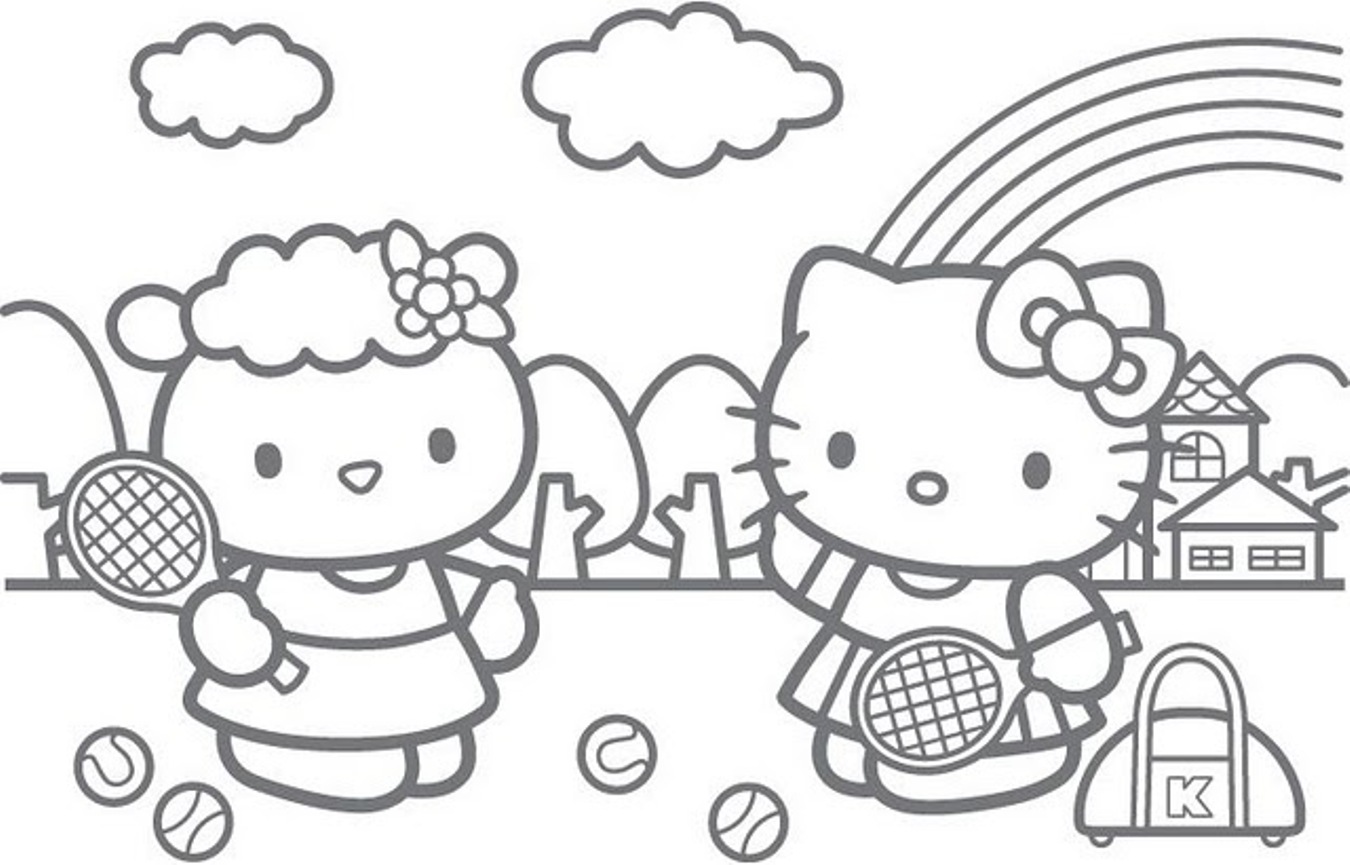 Hello Kitty Tennis Coloring Page