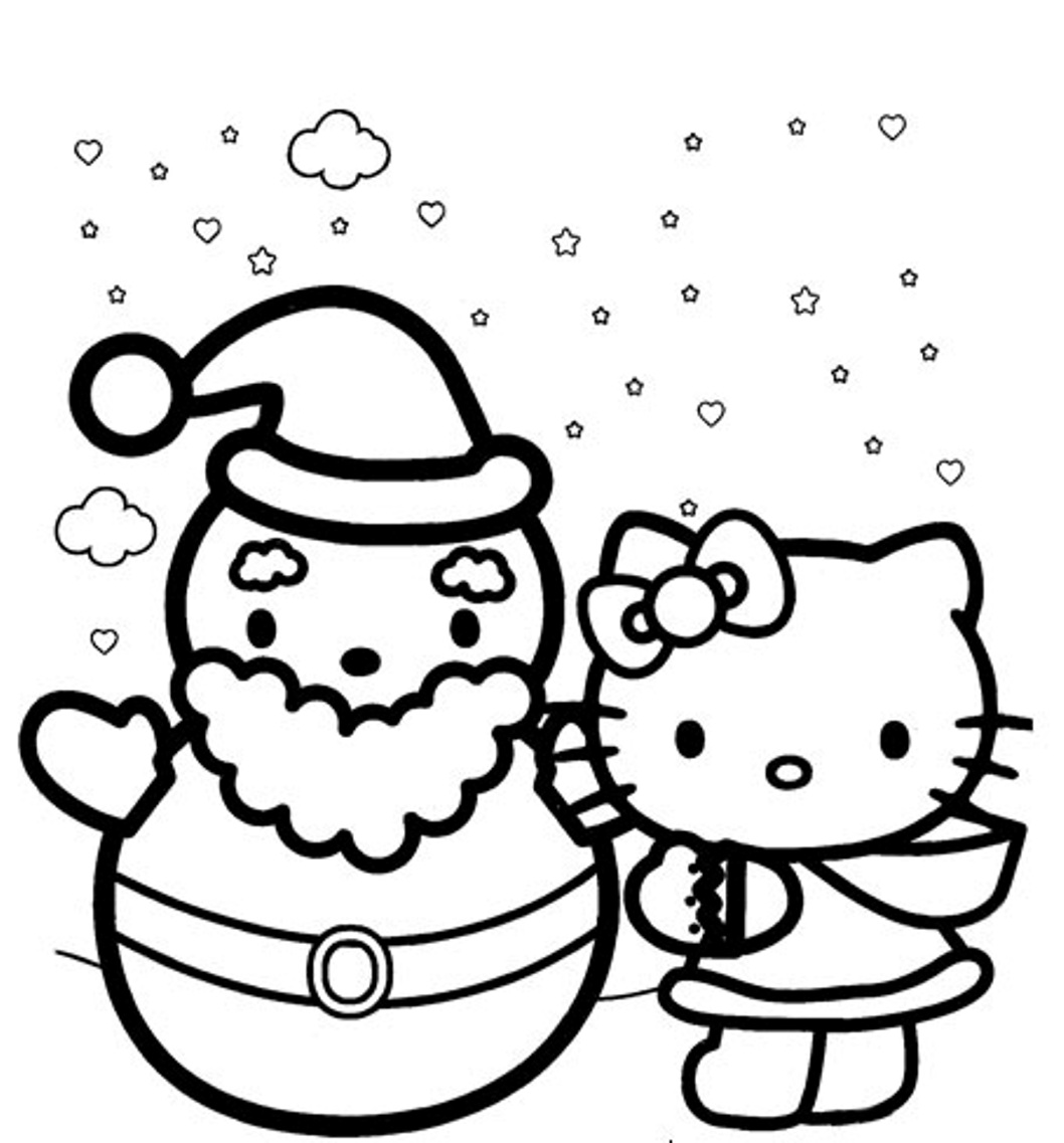 Hello Kitty Winter Themed Coloring Page