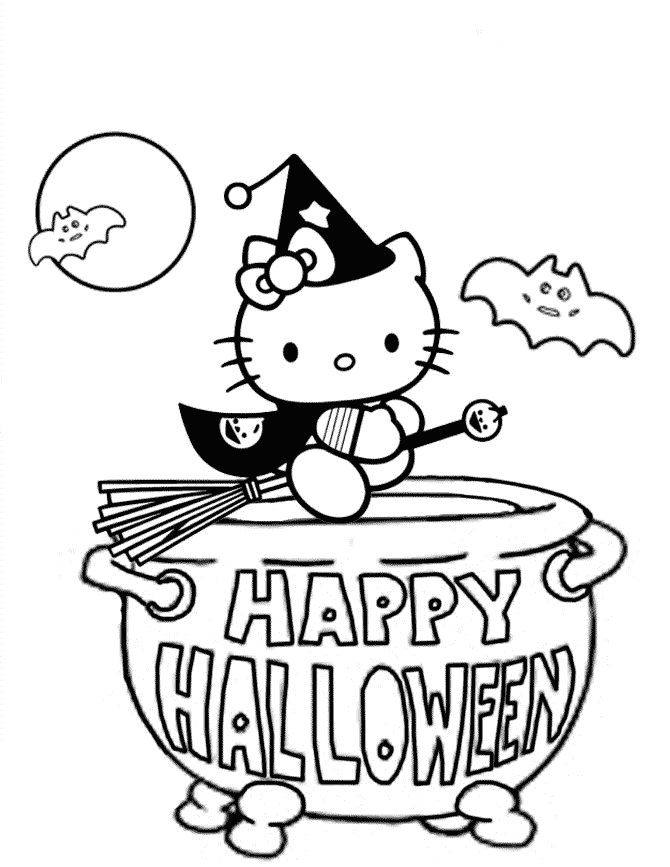 Hello Kitty Witch Coloring Page