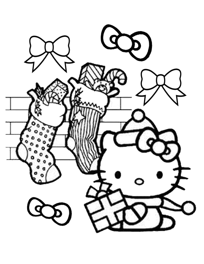 Hello Kittys Gifts Coloring Page