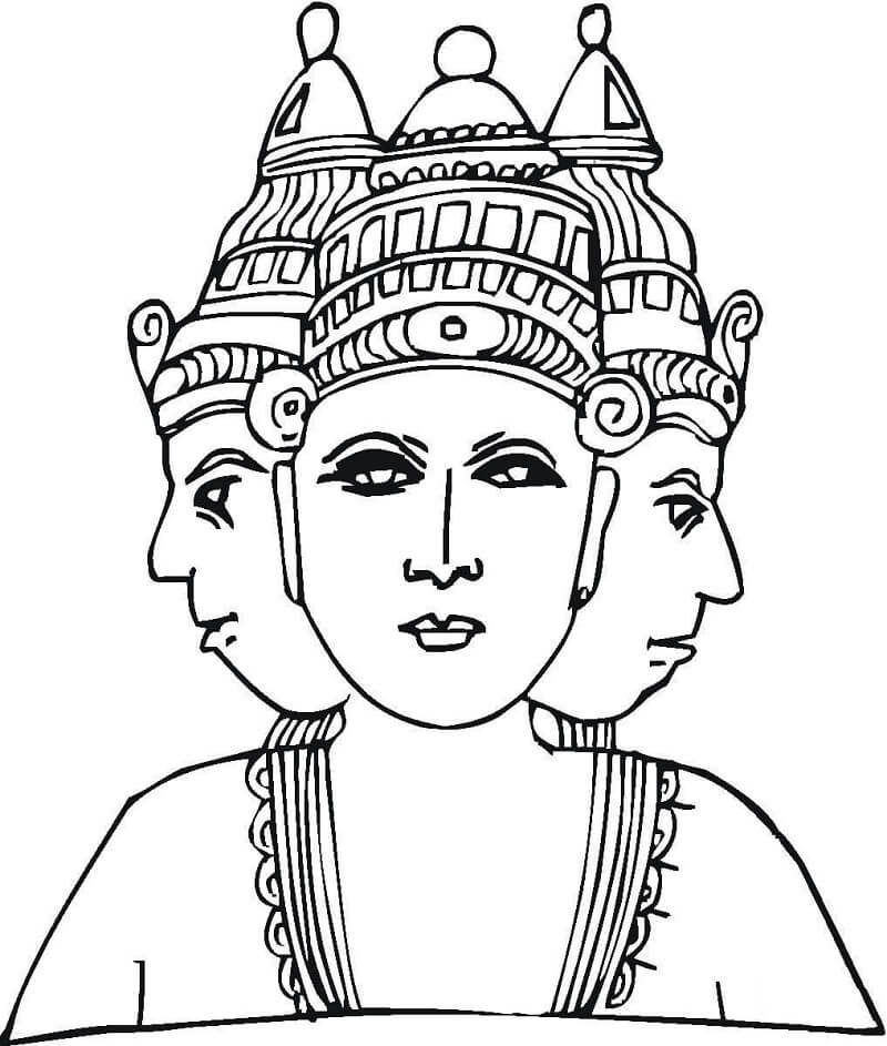 Hindu Deity With Three Heads