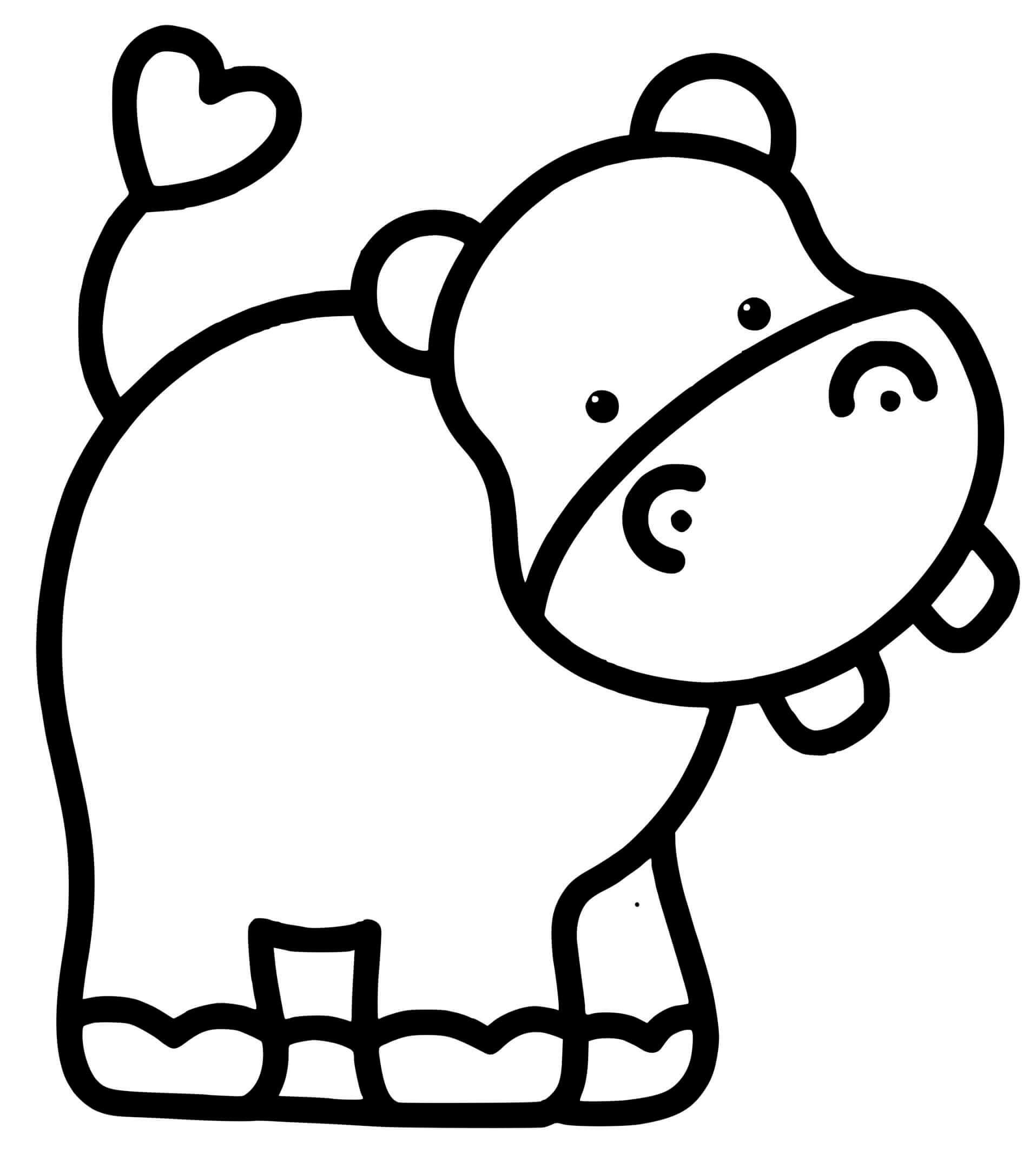 Hippopotamus Easy Coloring Page