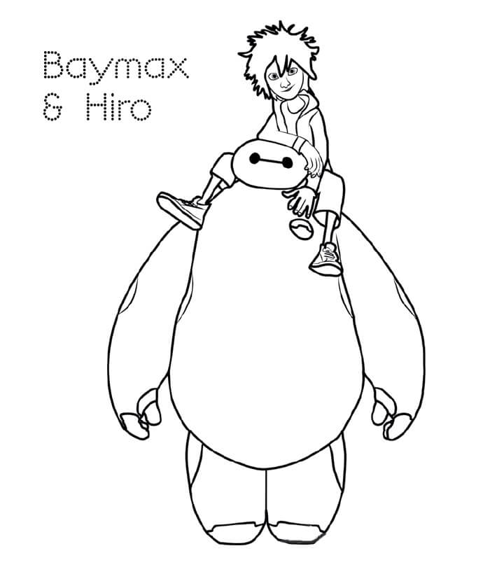 Hiro and Baymax Coloring Page
