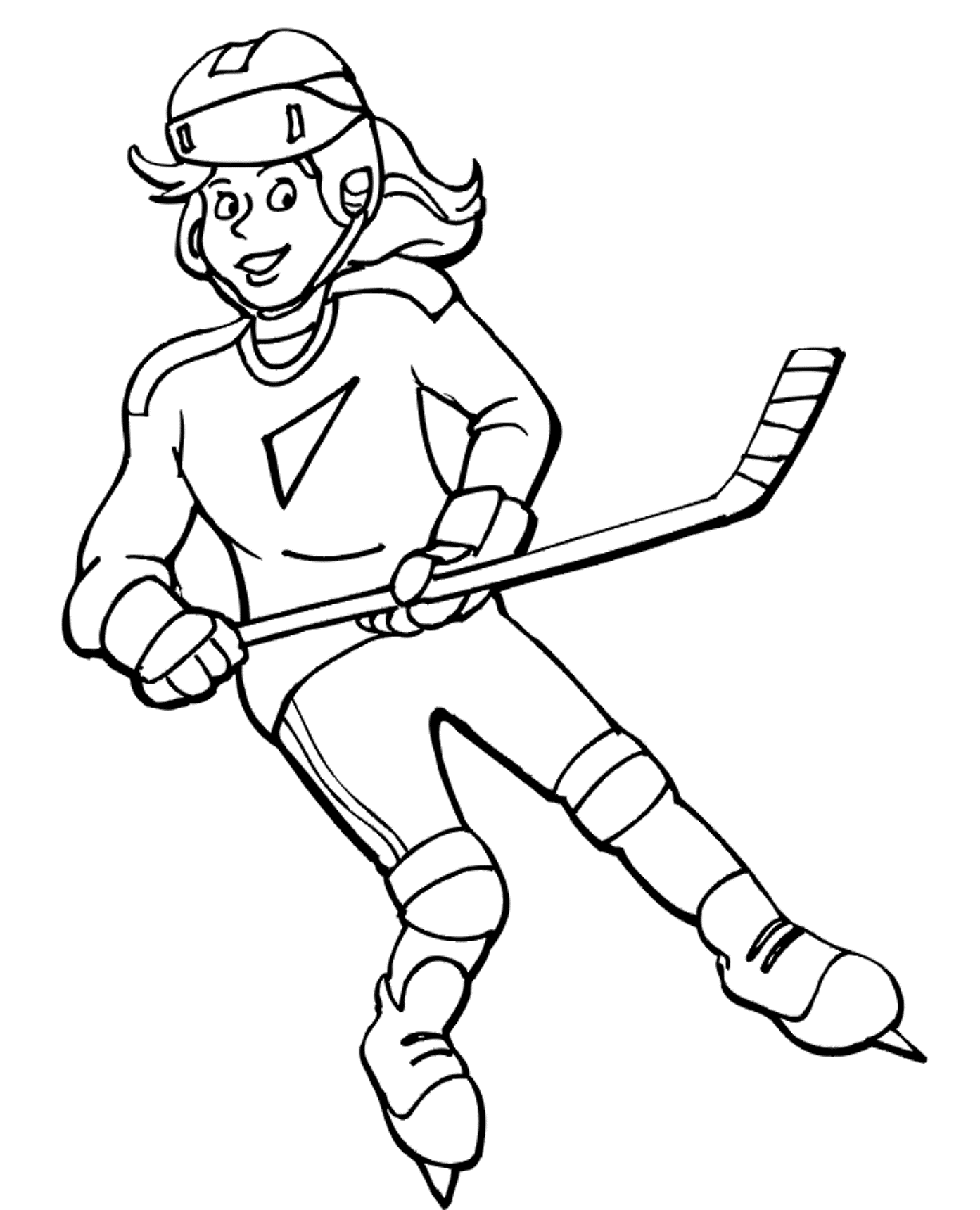 Hockey Girl Player Coloring Page