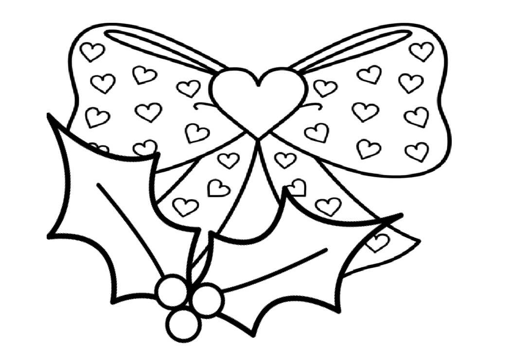 Holly with Bow Coloring Page