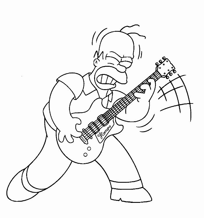 Homer Playing Guitars Coloring Page