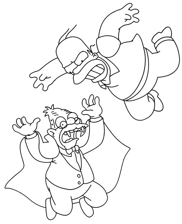 Homer Simpson Attack Coloring Page