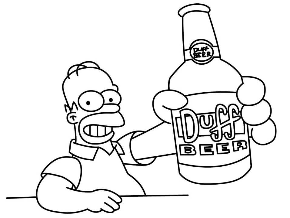 Homer Simpson Drinking Coloring Page